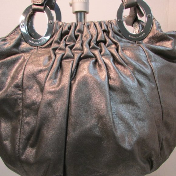 Michael Kors Steel Gray Leather Shoulder Bag - Picture 4 of 16